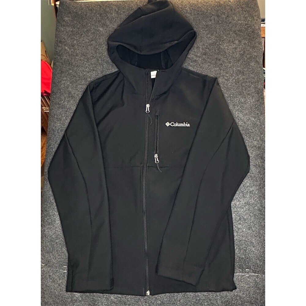 Columbia Hooded Softshell Jacket Men's Size S Black Full Zip Windbreaker